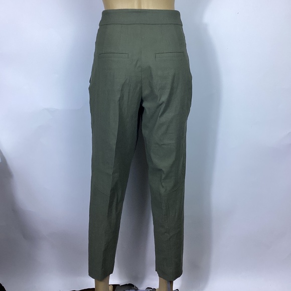 A.L.C Jackson Pleated High-Rise Linen Pant Limited Edition Olive Green Size 2 - Picture 3 of 5